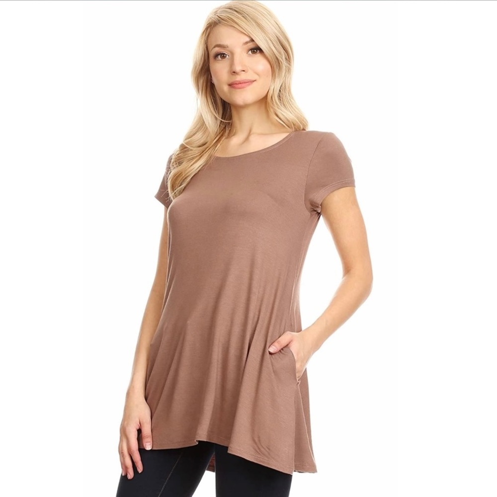made in USA w pockets flowy swing top soft cocoa - Picture 3 of 14